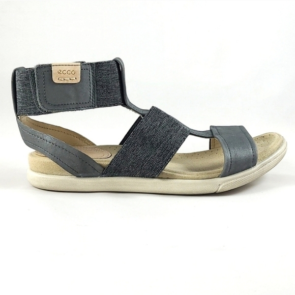 ECCO Damara Gladiator Dark Shadow Grey Strappy Leather Sandals Size 37 - Picture 2 of 15